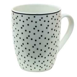 Porcelánový hrnek s černými puntíky Black Dot - 12*8*10 cm / 350 ml