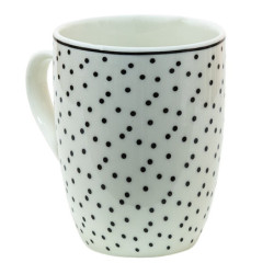 Porcelánový hrnek s černými puntíky Black Dot - 12*8*10 cm / 350 ml