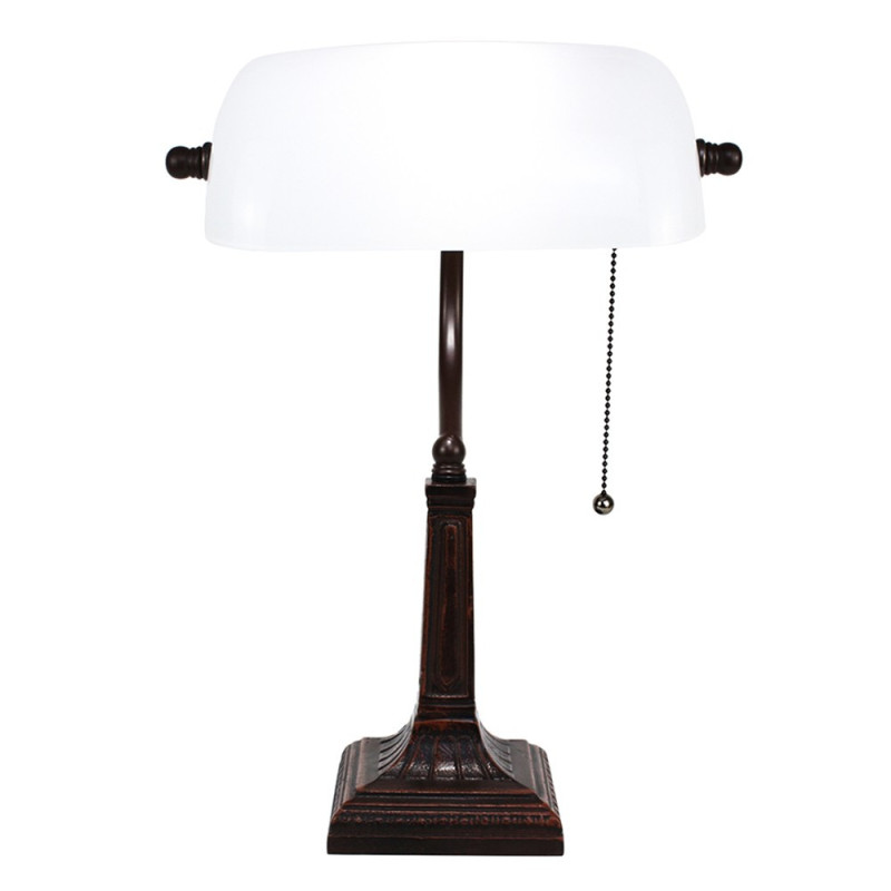 Bílá bankovní lampa tiffany Bank white - 26*16*40 cm E27/max 1*40W
