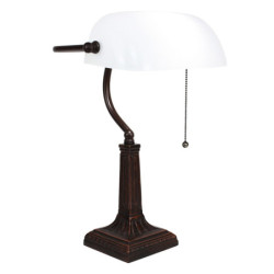 Bílá bankovní lampa tiffany Bank white - 26*16*40 cm E27/max 1*40W