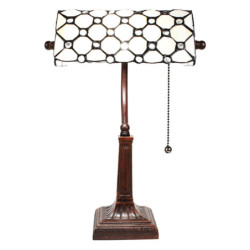Bílo-černá bankovní lampa tiffany Bank white - 26*16*40 cm E27/max 1*40W