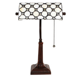 Bílo-černá bankovní lampa tiffany Bank white - 26*16*40 cm E27/max 1*40W