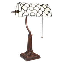 Bílo-černá bankovní lampa tiffany Bank white - 26*16*40 cm E27/max 1*40W