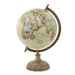 Barevný dekorativní glóbus na dřevěném podstavci Globe - 22*22*37 cm