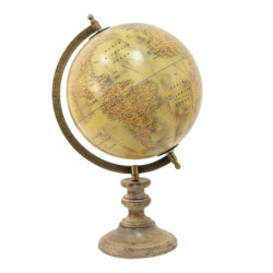Béžový dekorativní glóbus na dřevěném podstavci Globe - 22*22*37 cm