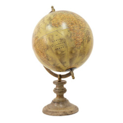 Béžový dekorativní glóbus na dřevěném podstavci Globe - 22*22*37 cm