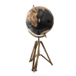 Černý dekorativní glóbus na dřevěné trojnožce Globe - 28*26*57 cm