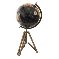 Černý dekorativní glóbus na dřevěné trojnožce Globe - 28*26*57 cm