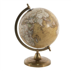 Hnědý dekorativní glóbus na kovovém podstavci Globe - 22*22*33 cm