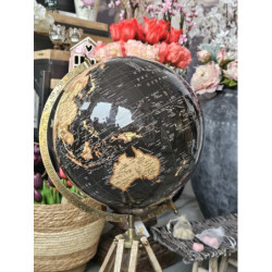 Černý dekorativní glóbus na dřevěné trojnožce Globe - 31*31*71 cm