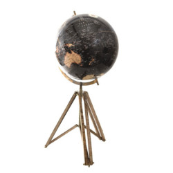 Černý dekorativní glóbus na dřevěné trojnožce Globe - 31*31*71 cm