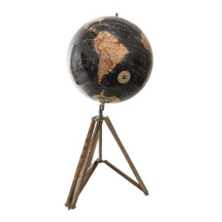 Černý dekorativní glóbus na dřevěné trojnožce Globe - 31*31*71 cm