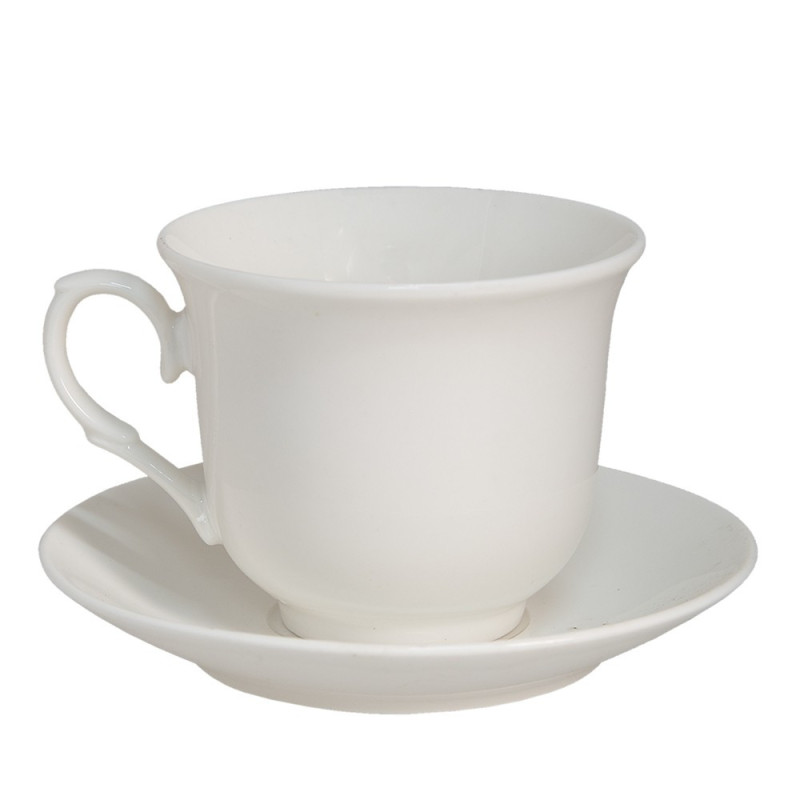 6ks bílý porcelánový šálek s podšálkem v dárkové krabičce - 220 ml