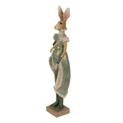 Zelená dekorace zaječí dáma s kabelkou - 11*8*33 cm