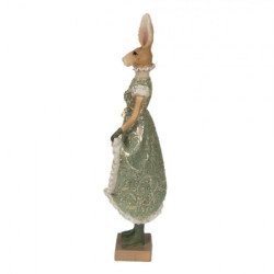 Zelená dekorace zaječí dáma s kabelkou - 11*8*33 cm