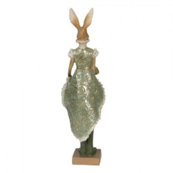 Zelená dekorace zaječí dáma s kabelkou - 11*8*33 cm
