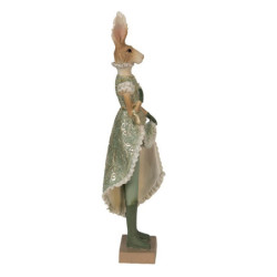 Zelená dekorace zaječí dáma s kabelkou - 11*8*33 cm