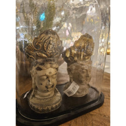Hnědo-zlatá dekorace socha hlava Buddha - 12*9*22 cm
