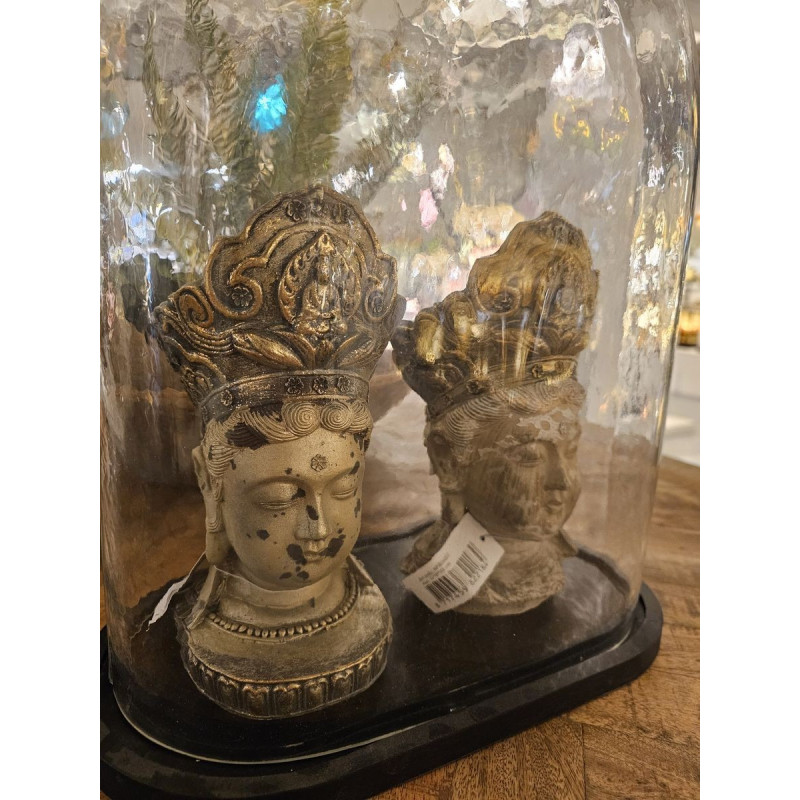 Hnědo-zlatá dekorace socha hlava Buddha - 12*9*22 cm