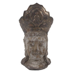 Hnědo-zlatá dekorace socha hlava Buddha - 12*9*22 cm