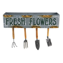Dekorační nástěnná polička se zahradním nářadím Fresh Flowers - 56*16*29 cm