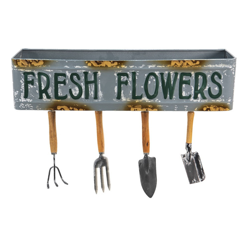 Dekorační nástěnná polička se zahradním nářadím Fresh Flowers - 56*16*29 cm