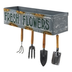 Dekorační nástěnná polička se zahradním nářadím Fresh Flowers - 56*16*29 cm
