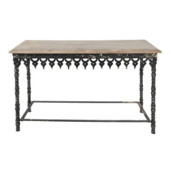 Černý antik kovový konzolový stůl s dřevěnou deskou Basten - 121*45*81 cm