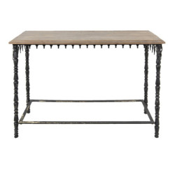 Černý antik kovový konzolový stůl s dřevěnou deskou Basten - 121*45*81 cm