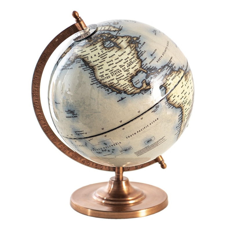 Šedý dekorativní glóbus na kovovém podstavci Globe - 22*22*30 cm