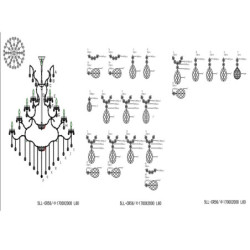 Křišťálový lustr - 	200-270 * Ø170 cm