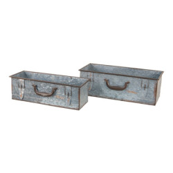 2ks dekorativní plechové zinkové boxy ve tvaru kufru Dien - 48*20*16 cm / 44*16*14 cm