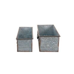 2ks dekorativní plechové zinkové boxy ve tvaru kufru Dien - 48*20*16 cm / 44*16*14 cm