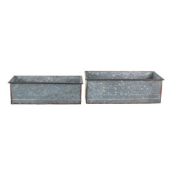 2ks dekorativní plechové zinkové boxy ve tvaru kufru Dien - 48*20*16 cm / 44*16*14 cm
