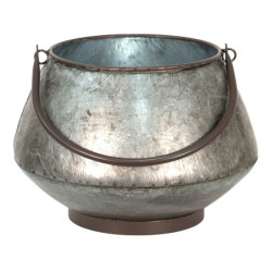 Dekorativní plechový zinkový květináč s uchem Marr - Ø28*19 cm