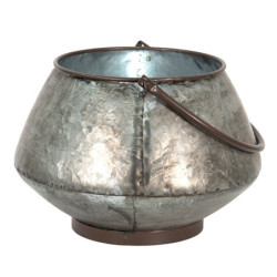 Dekorativní plechový zinkový květináč s uchem Marr - Ø28*19 cm