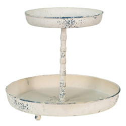 Béžový 2-patrový dekorativní etažér Fun Antique - Ø 35*29 cm