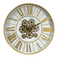Zlaté skleněné nástěnné hodiny s ozubenými kolečky Lao - Ø 60*8 cm  /1*AA