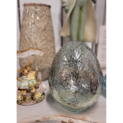 Modro-zelené dekorativní skleněné vejce - 13*13*19 cm