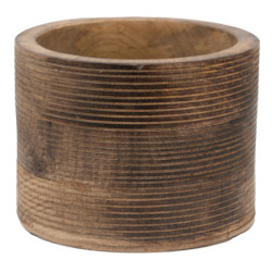 Dřevěný obal na květináč s rýhami Ramen - Ø 15*12 cm