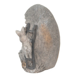 Šedá dekorace králíčci na vajíčku v dekoru kamene - 22*18*27 cm
