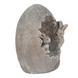 Šedá dekorace králíčci na vajíčku v dekoru kamene - 22*18*27 cm