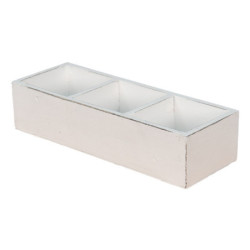Bílý antik dřevěný dekorativní box se 3mi přihrádkami Silen - 33*12*7 cm