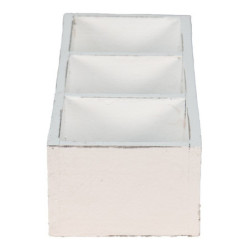 Bílý antik dřevěný dekorativní box se 3mi přihrádkami Silen - 33*12*7 cm