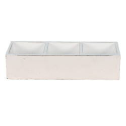 Bílý antik dřevěný dekorativní box se 3mi přihrádkami Silen - 33*12*7 cm