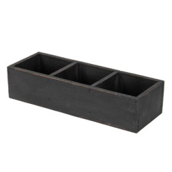 Černý antik dřevěný dekorativní box se 3mi přihrádkami Silen - 33*12*7 cm