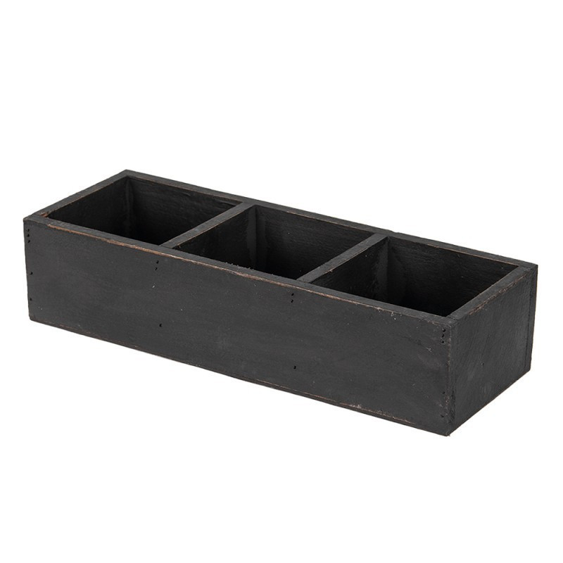 Černý antik dřevěný dekorativní box se 3mi přihrádkami Silen - 33*12*7 cm