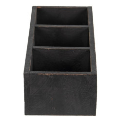 Černý antik dřevěný dekorativní box se 3mi přihrádkami Silen - 33*12*7 cm