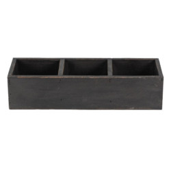 Černý antik dřevěný dekorativní box se 3mi přihrádkami Silen - 33*12*7 cm