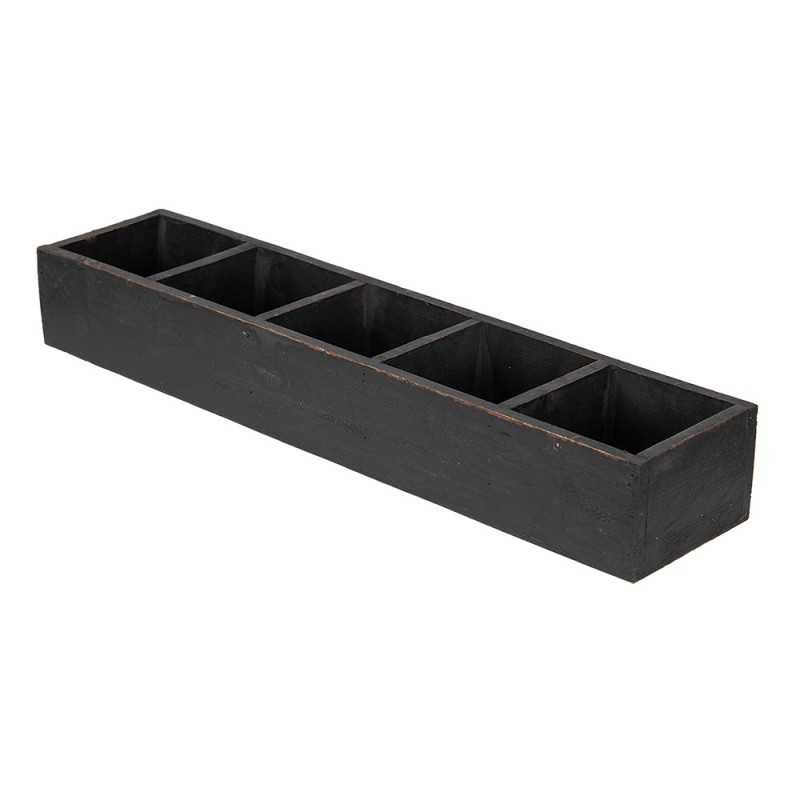 Černý antik dřevěný dekorativní box s 5ti přihrádkami Silen - 54*12*7 cm